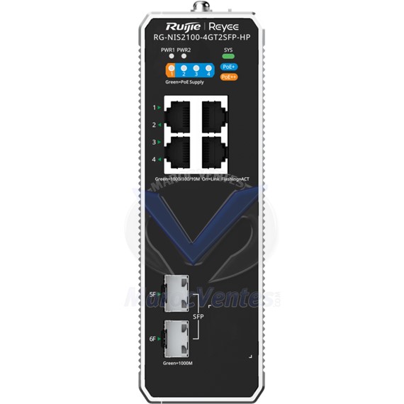 Switch Industriel 6 Ports 4 PoE 2 SFP NIS2100-4GT2SFP-HP