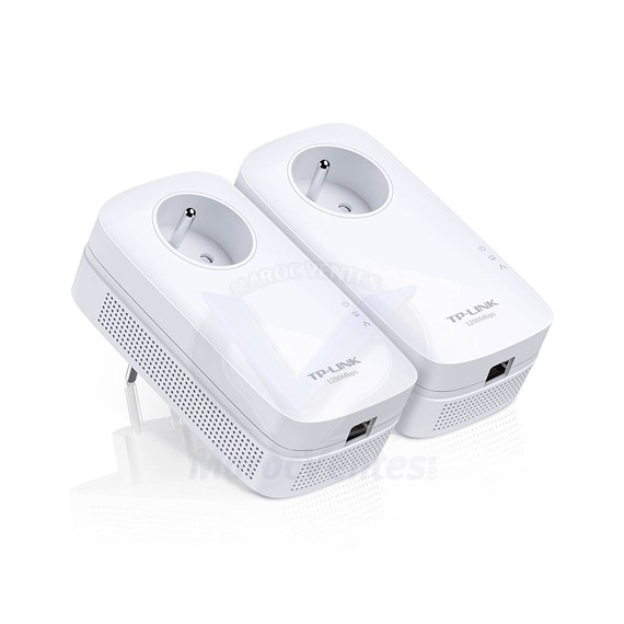 Pack de 2 adaptateurs CPL 1300 Mbps 1 port Gigabit LAN avec prise intégrée TL-PA8015P KIT